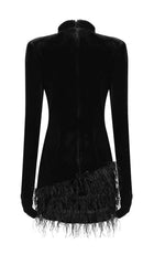 Velvet Gloves Mini Dress In black