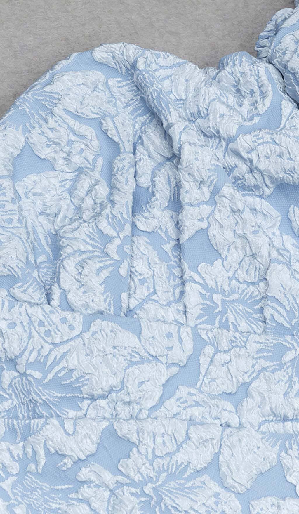 PUFF SLEEVE MIDI DRESS IN SKY BLUE