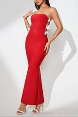 Side Bandage Maxi Dress in Red