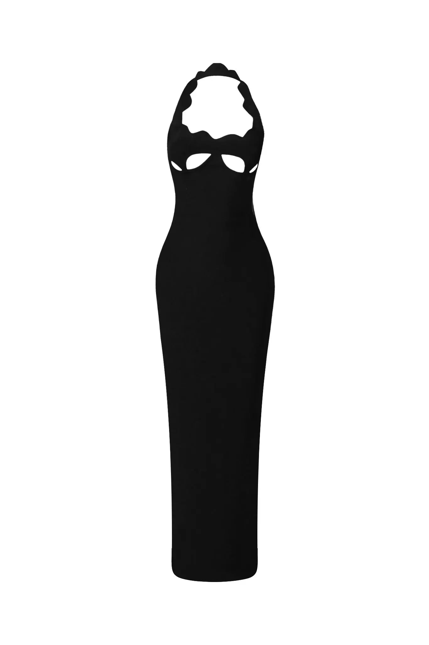 Cutout Backless Halter Bandage Maxi Dress in Black