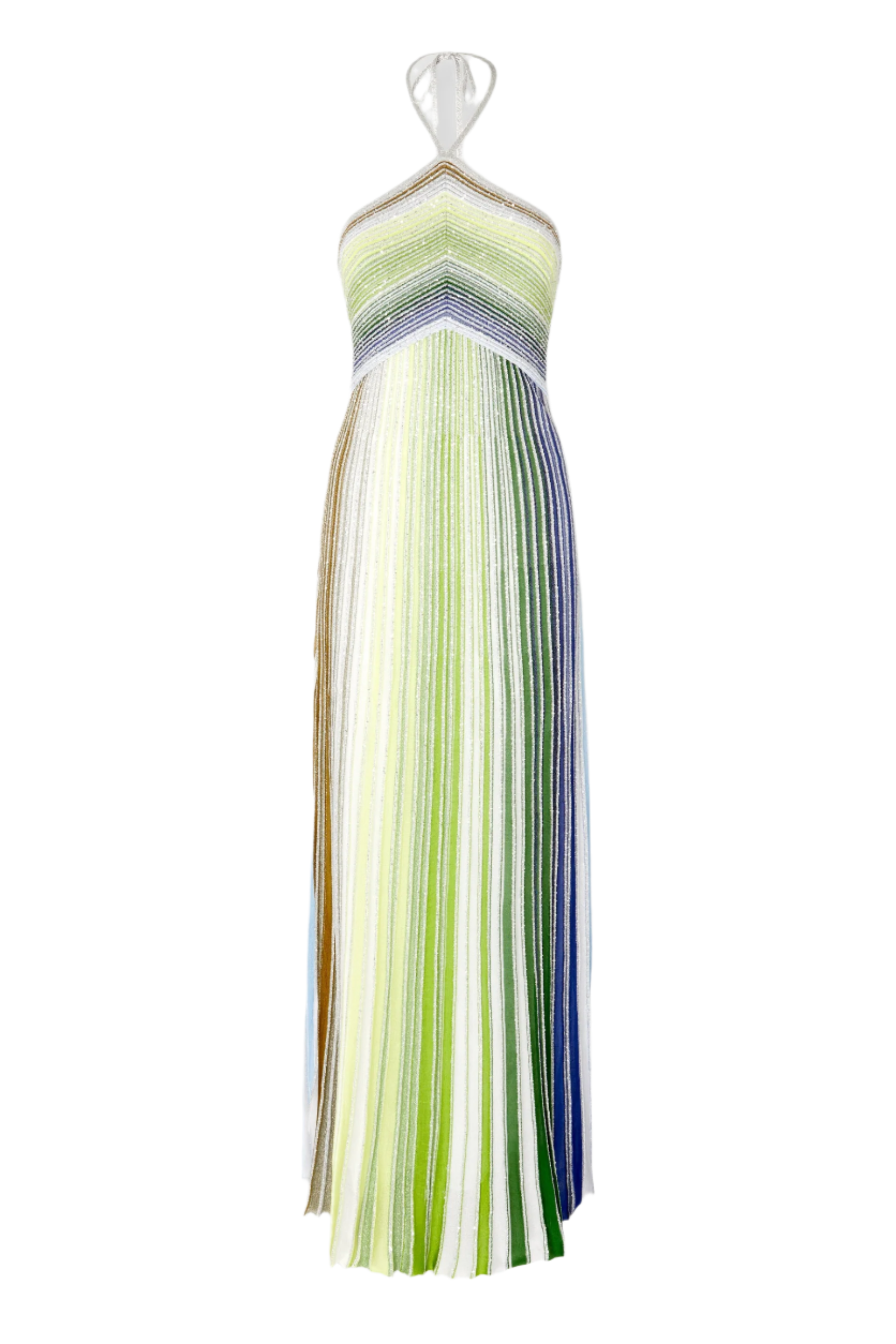 Halter Gradient Knit Maxi Dress - Green