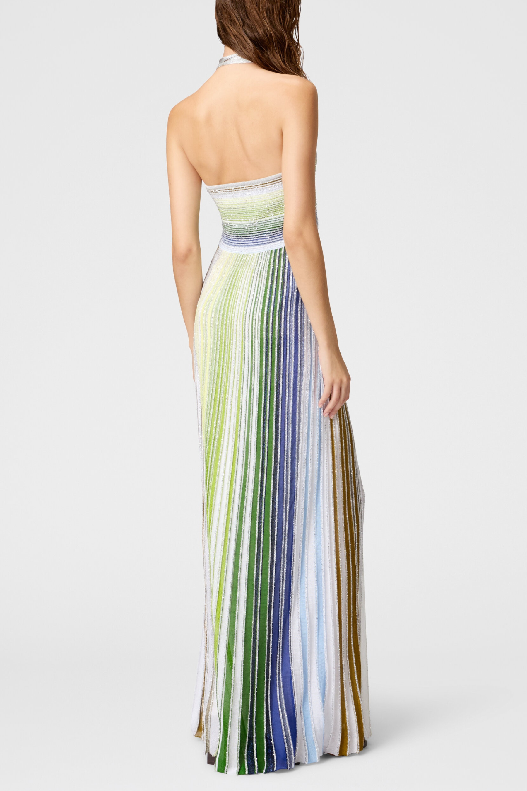 Halter Gradient Knit Maxi Dress - Green