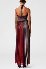 Halter Gradient Knit Maxi Dress - Red