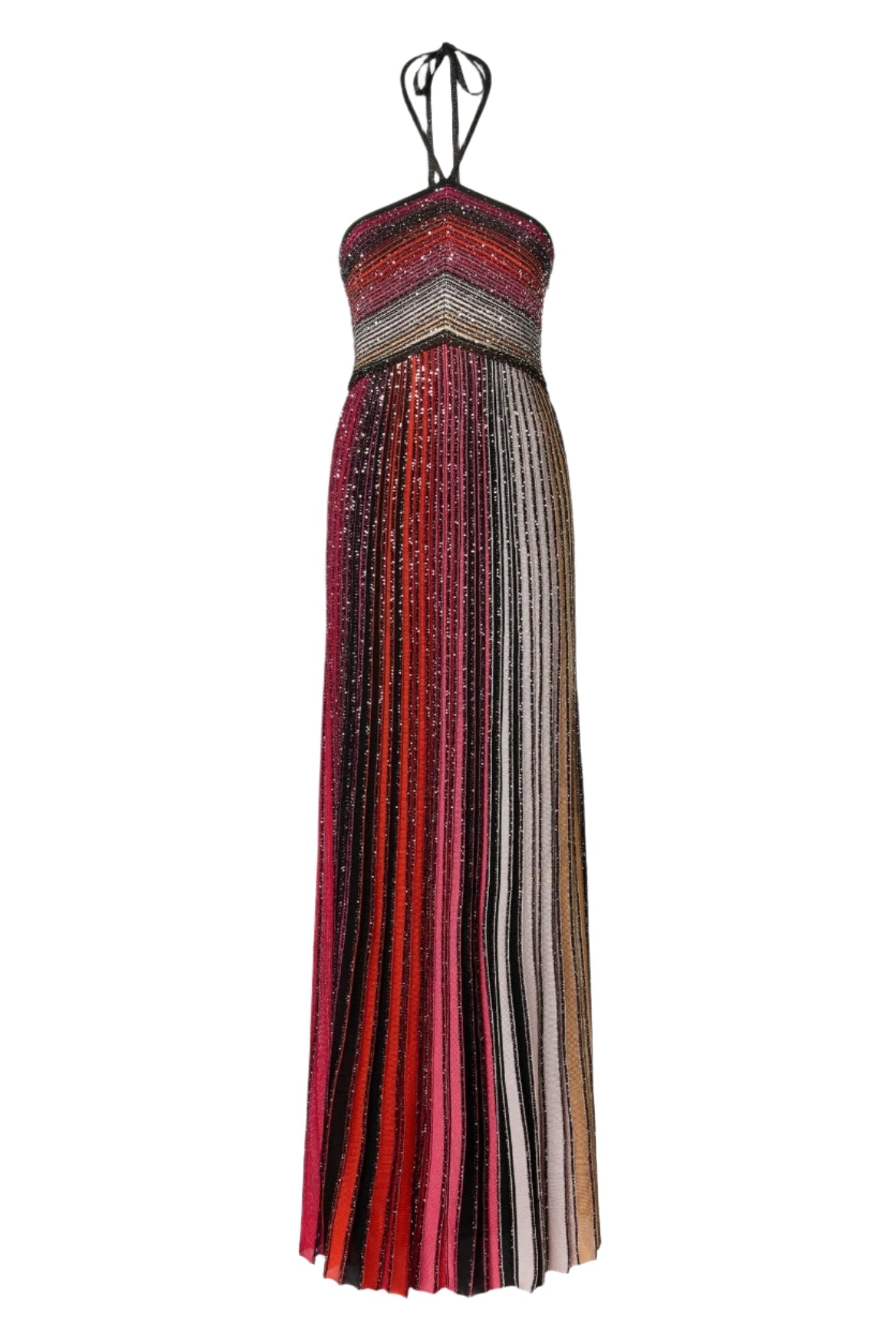 Halter Gradient Knit Maxi Dress - Red