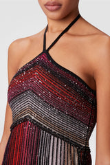 Halter Gradient Knit Maxi Dress - Red