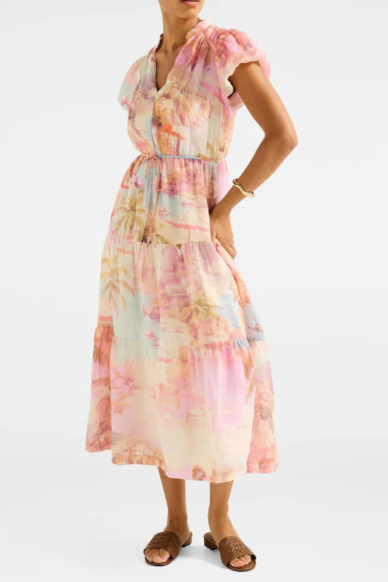 Puff Sleeves Midi Dress