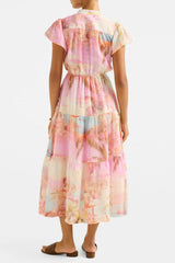 Puff Sleeves Midi Dress