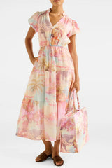 Puff Sleeves Midi Dress