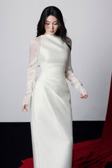 Boat Neck Midi Dress in Ivory