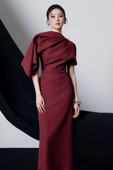 Sleeve Midi Dress in Burgundy
