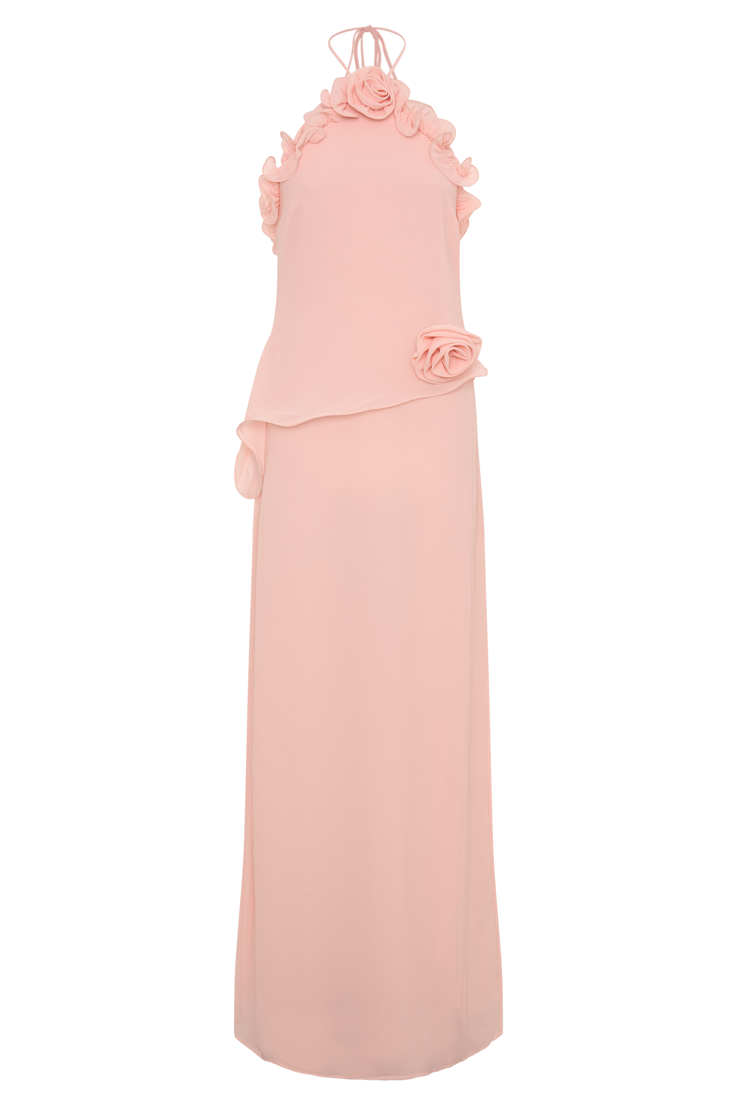 off-Shoulder Flower Maxi Dress - Baby Pink