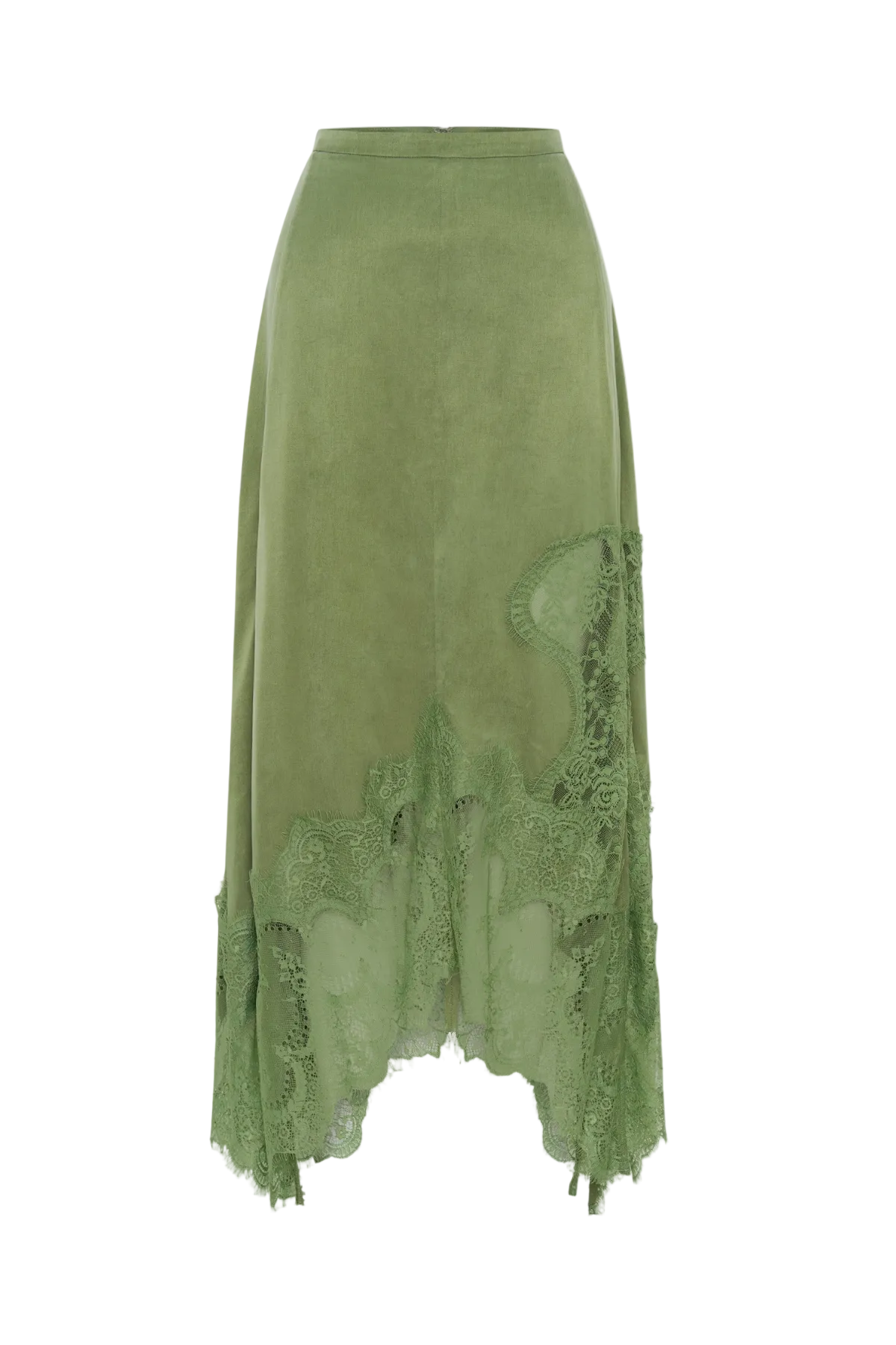 Sleeveless Lace Top & Midi Skirt Set - Green