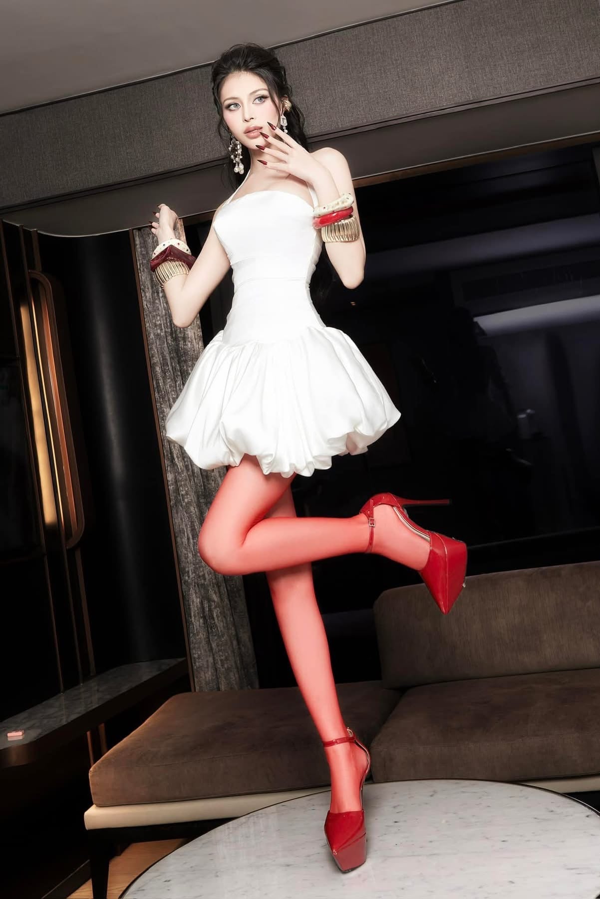 Halter Bubble Mini Dress