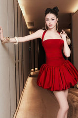 Halter Bubble Mini Dress