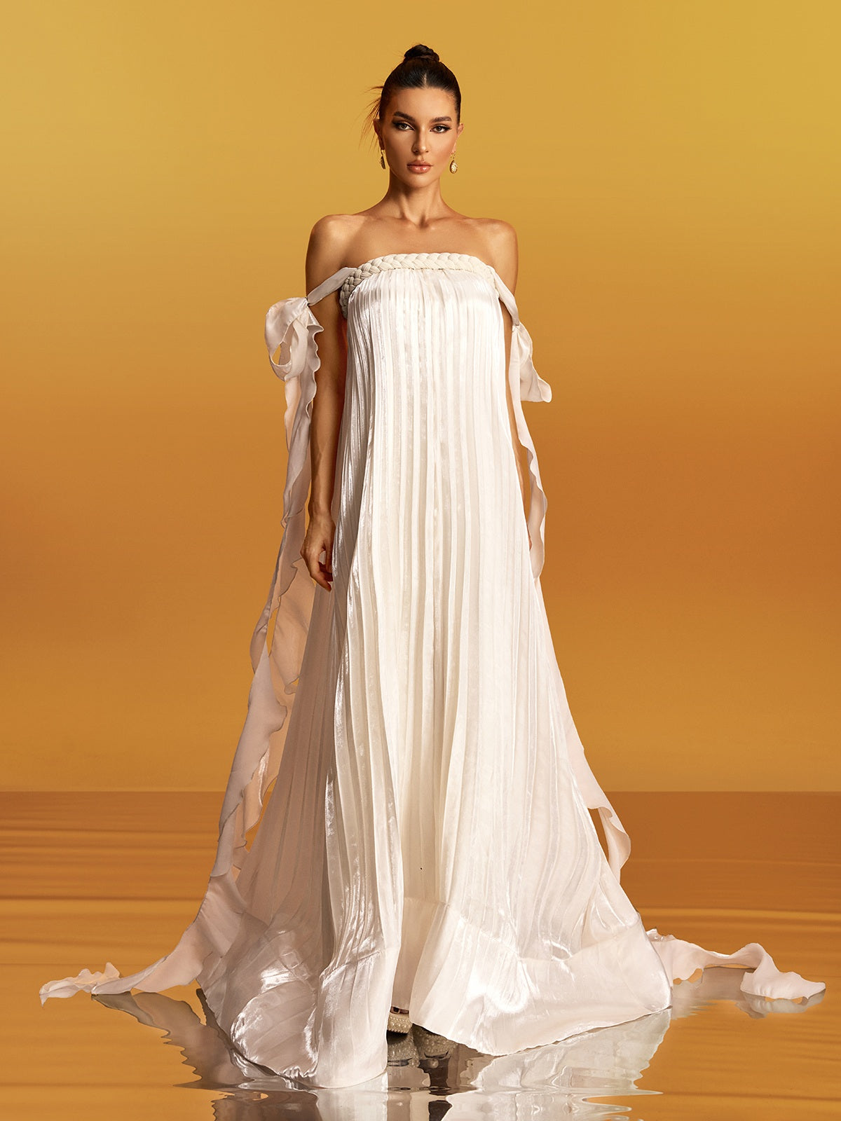 Off Shoulder Maxi Dress in Apricot