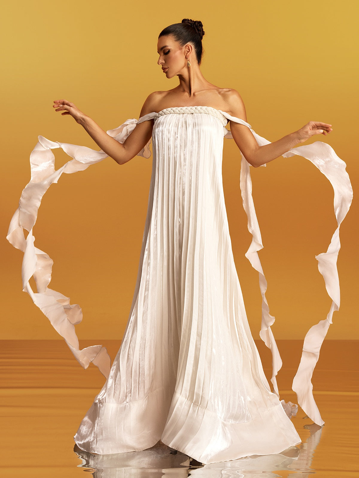 Off Shoulder Maxi Dress in Apricot