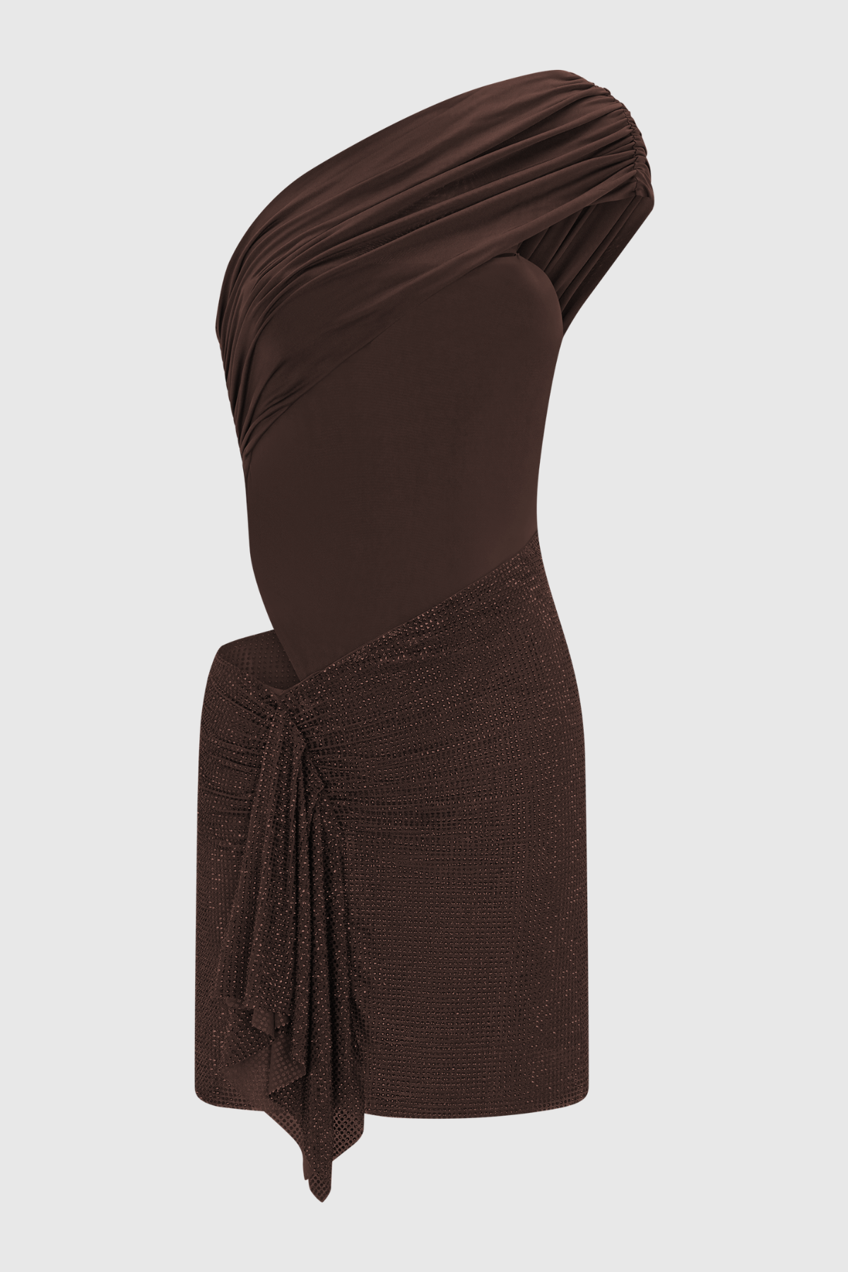 One Shoulder Crystal Cutout Mini Dress