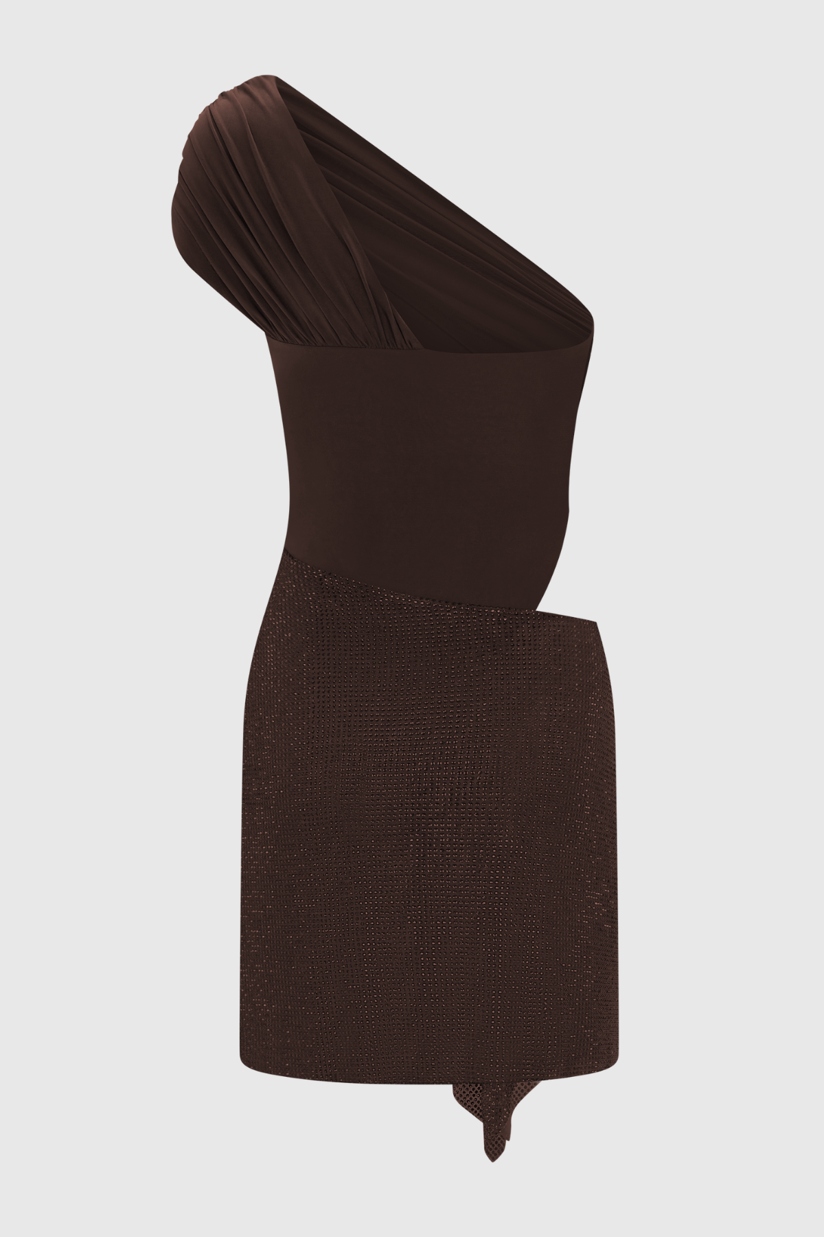 One Shoulder Crystal Cutout Mini Dress