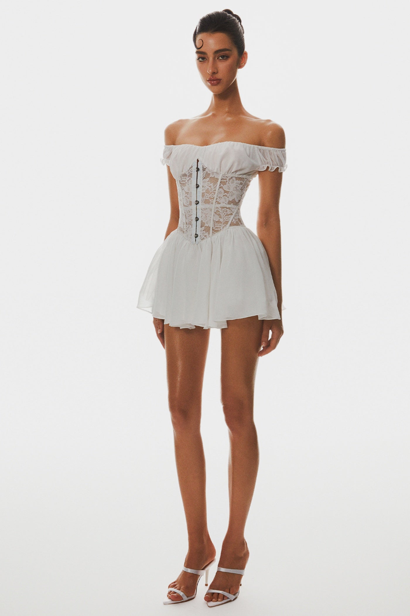 Off Shoulder Lace Corset Mini Dress