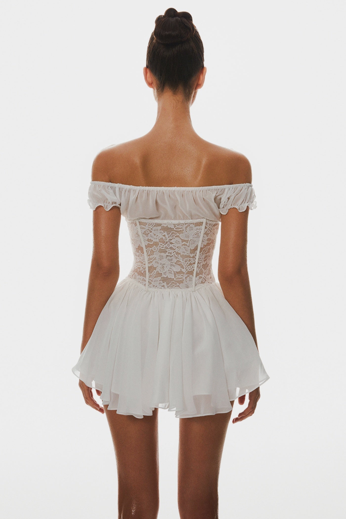 Off Shoulder Lace Corset Mini Dress