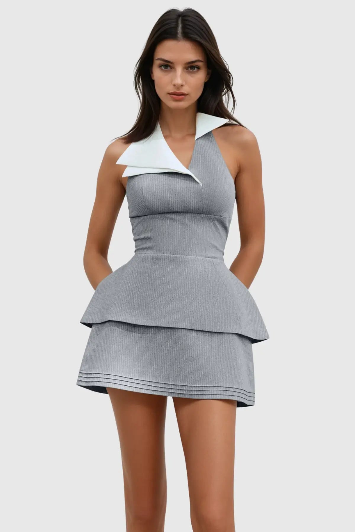 Halter Layered PinMini Dress