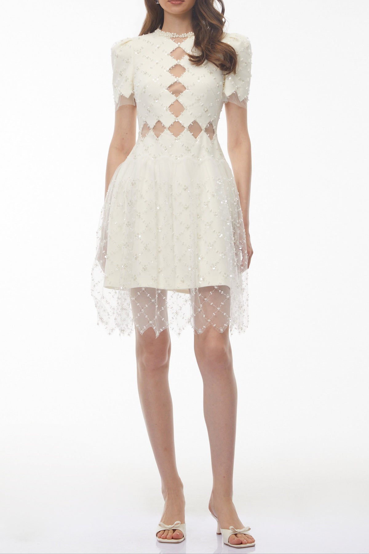 Sequin Mini Dress with Mesh Panels