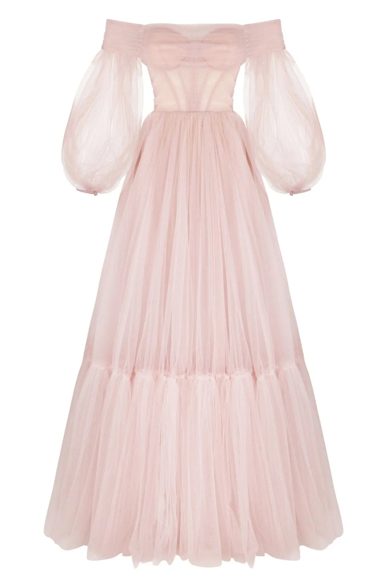 Rose Sheer Sleeves Maxi Dress