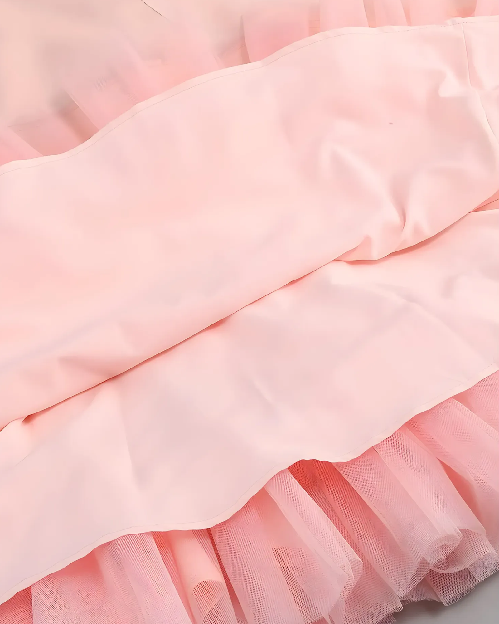 Satin Corset Layered A-Line Midi Dress - Baby Pink