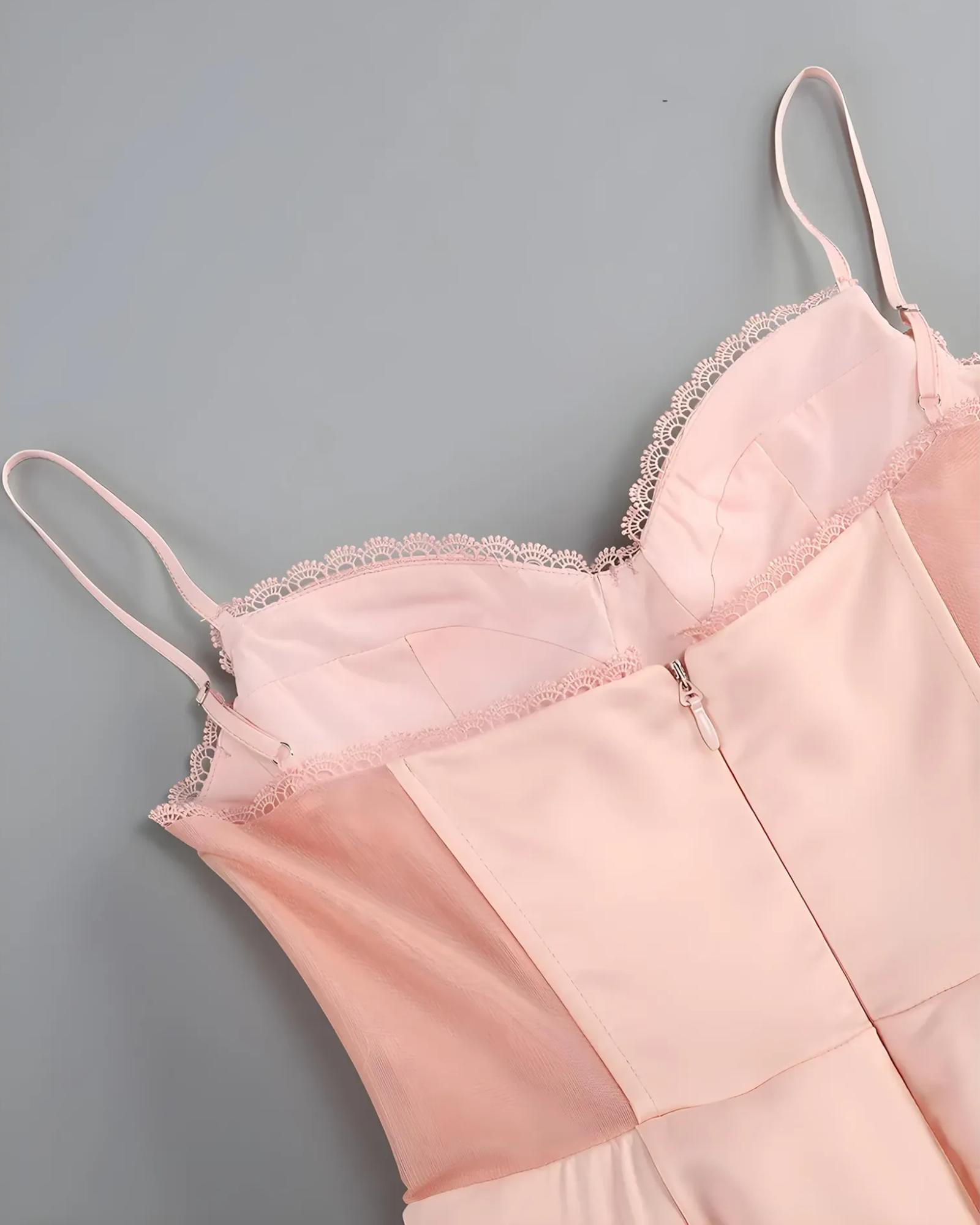 Satin Corset Layered A-Line Midi Dress - Baby Pink
