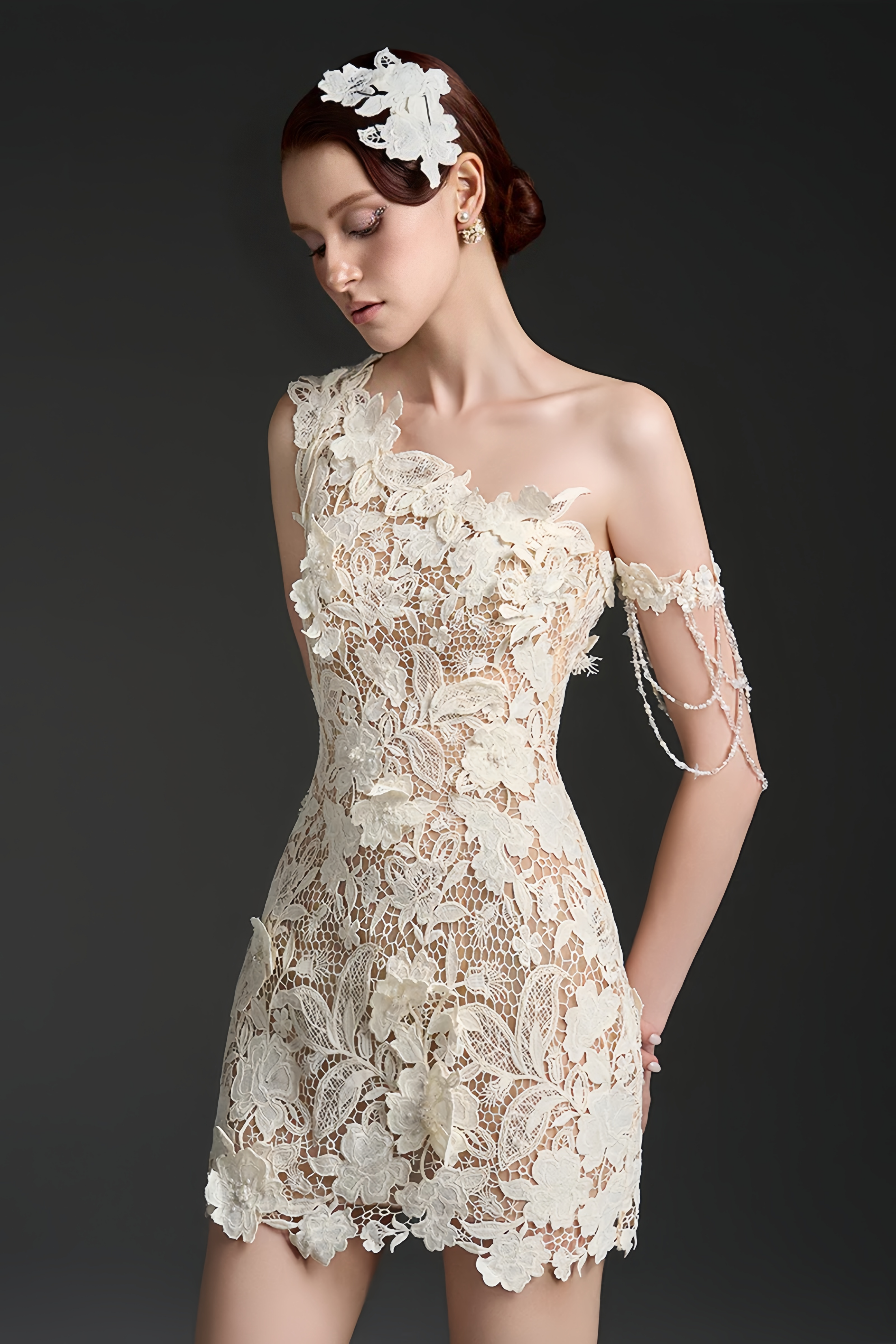 White One Shoulder Floral Mini Dress