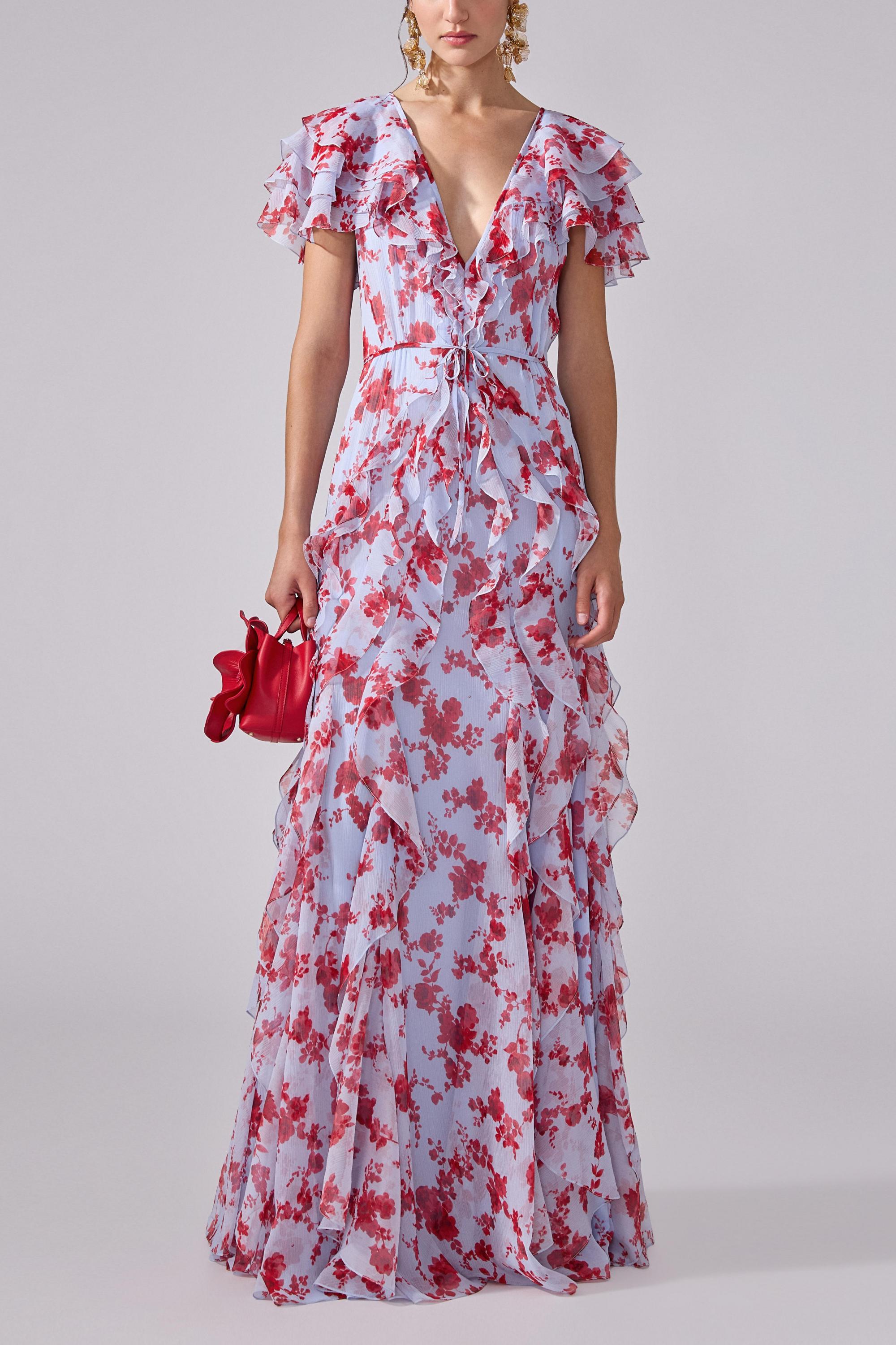 Floral printed Ruffle Maxi Dress