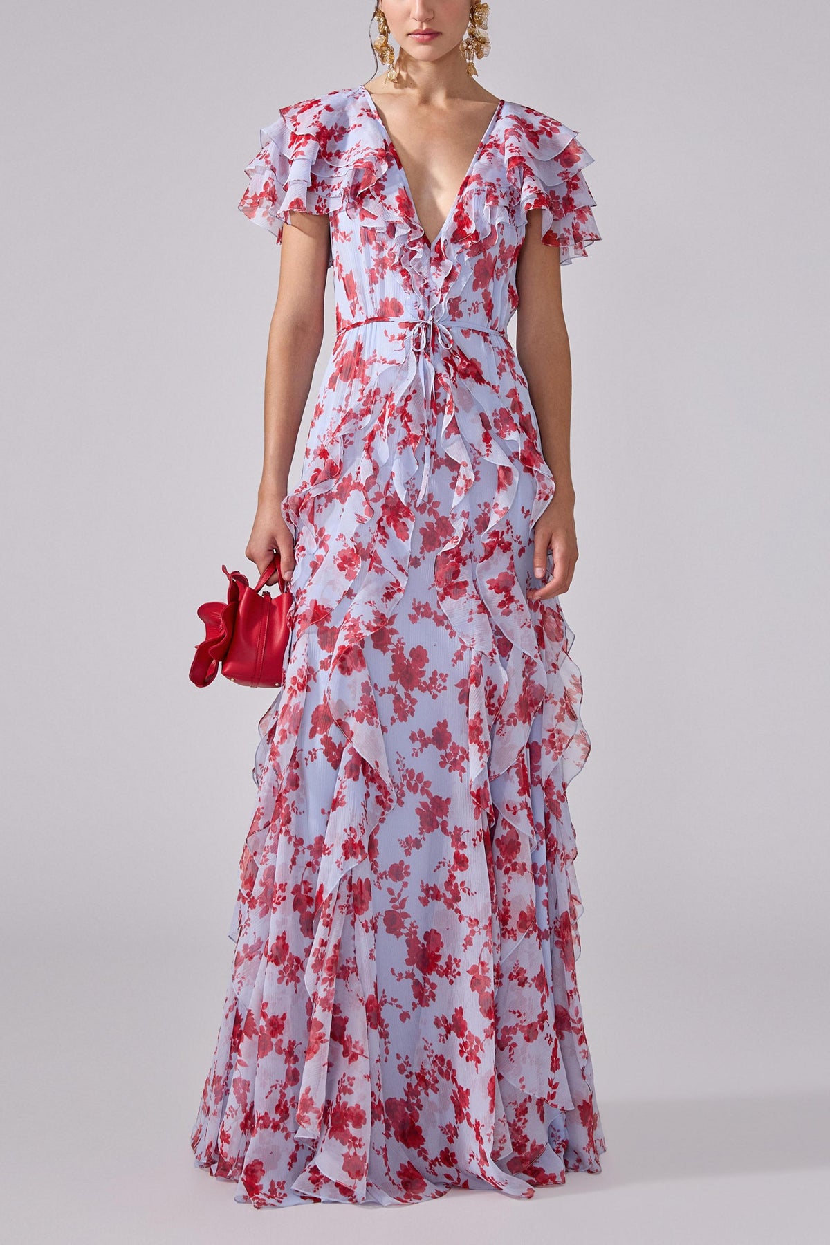 Floral printed Ruffle Maxi Dress