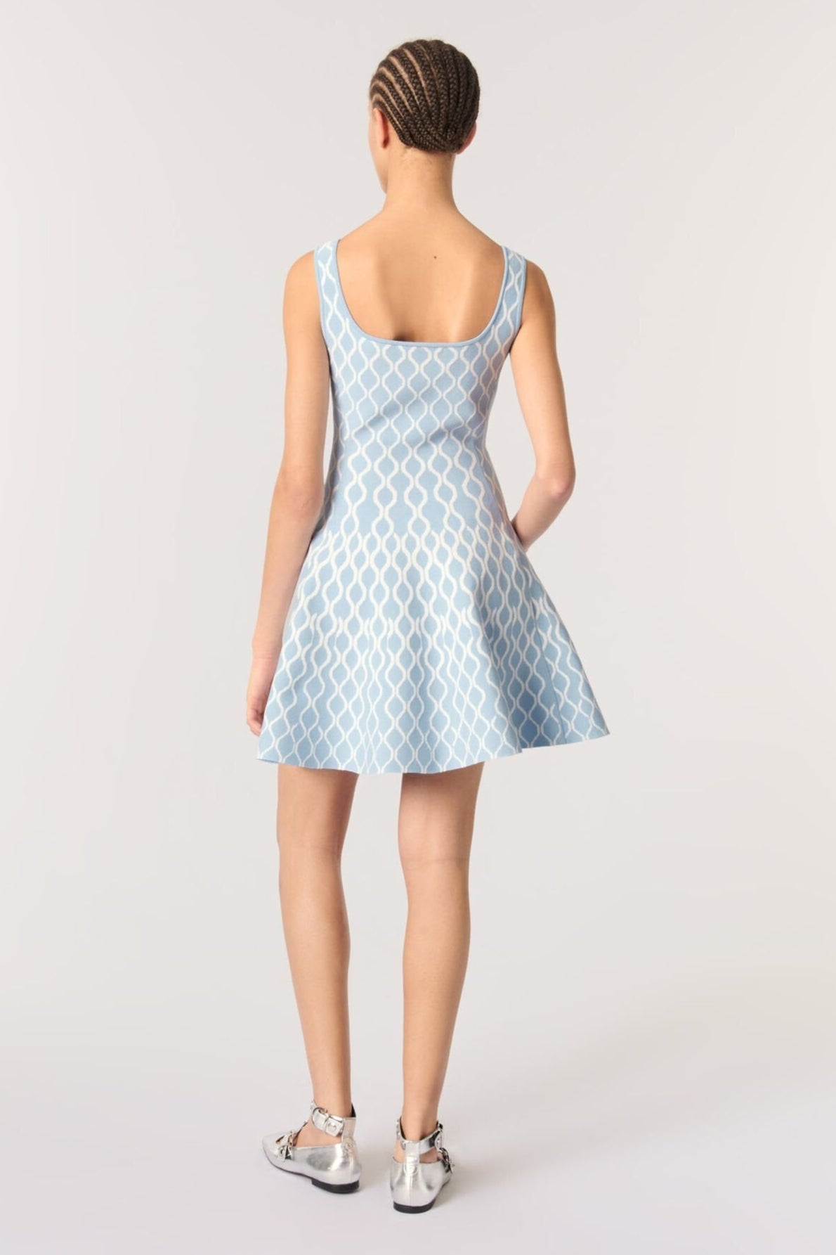 Patterned-Sleeveless Mini Dress
