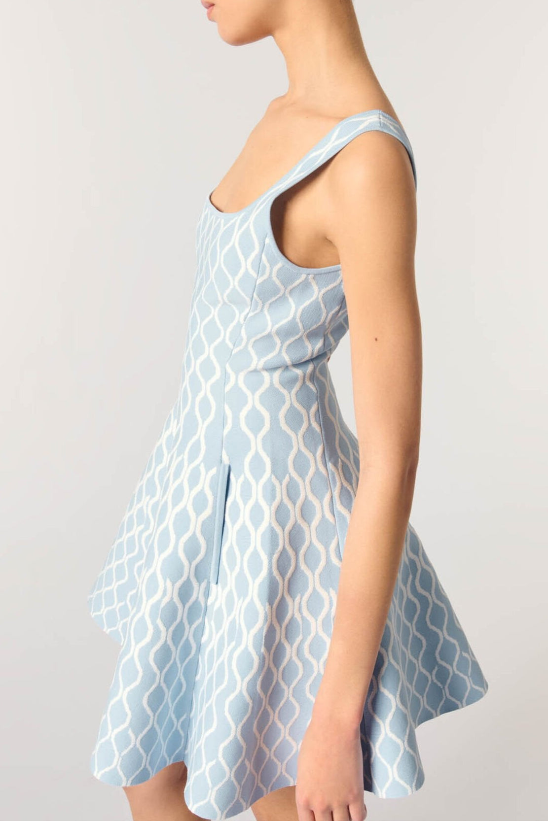 Patterned-Sleeveless Mini Dress