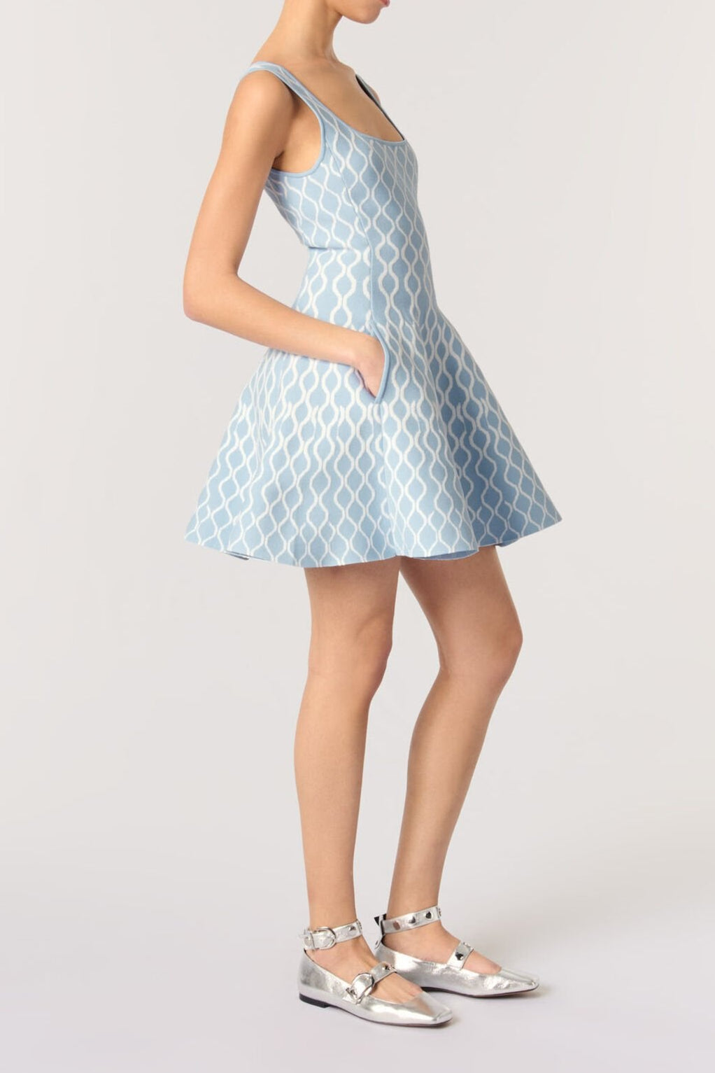 Patterned-Sleeveless Mini Dress