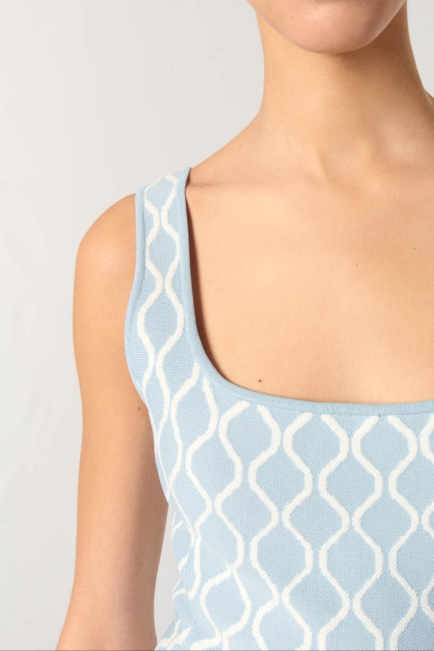Patterned-Sleeveless Mini Dress