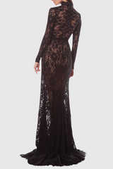 Lace Cutout Maxi Dress - Black