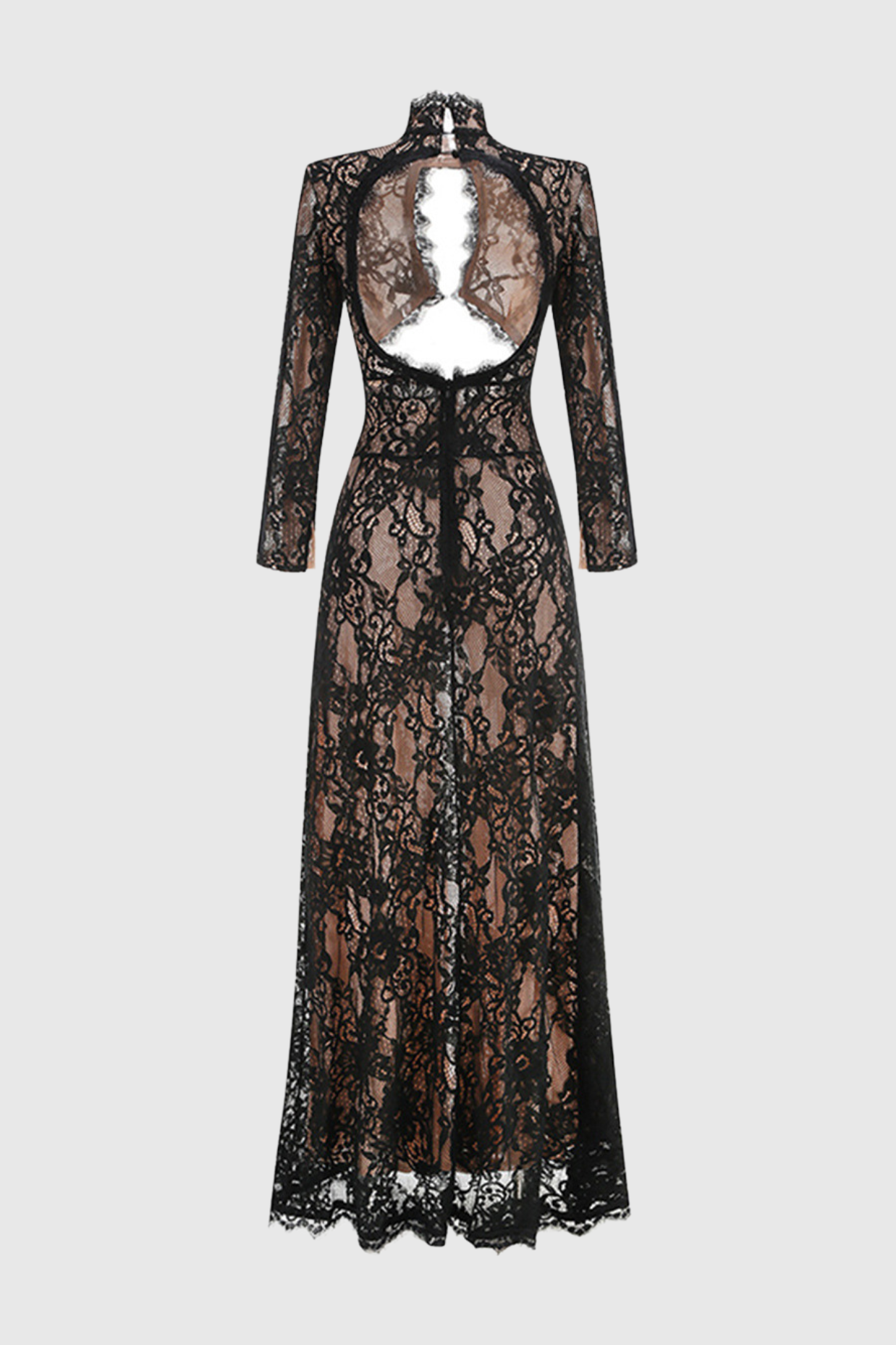 Lace Cutout Maxi Dress - Black