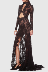 Lace Cutout Maxi Dress - Black
