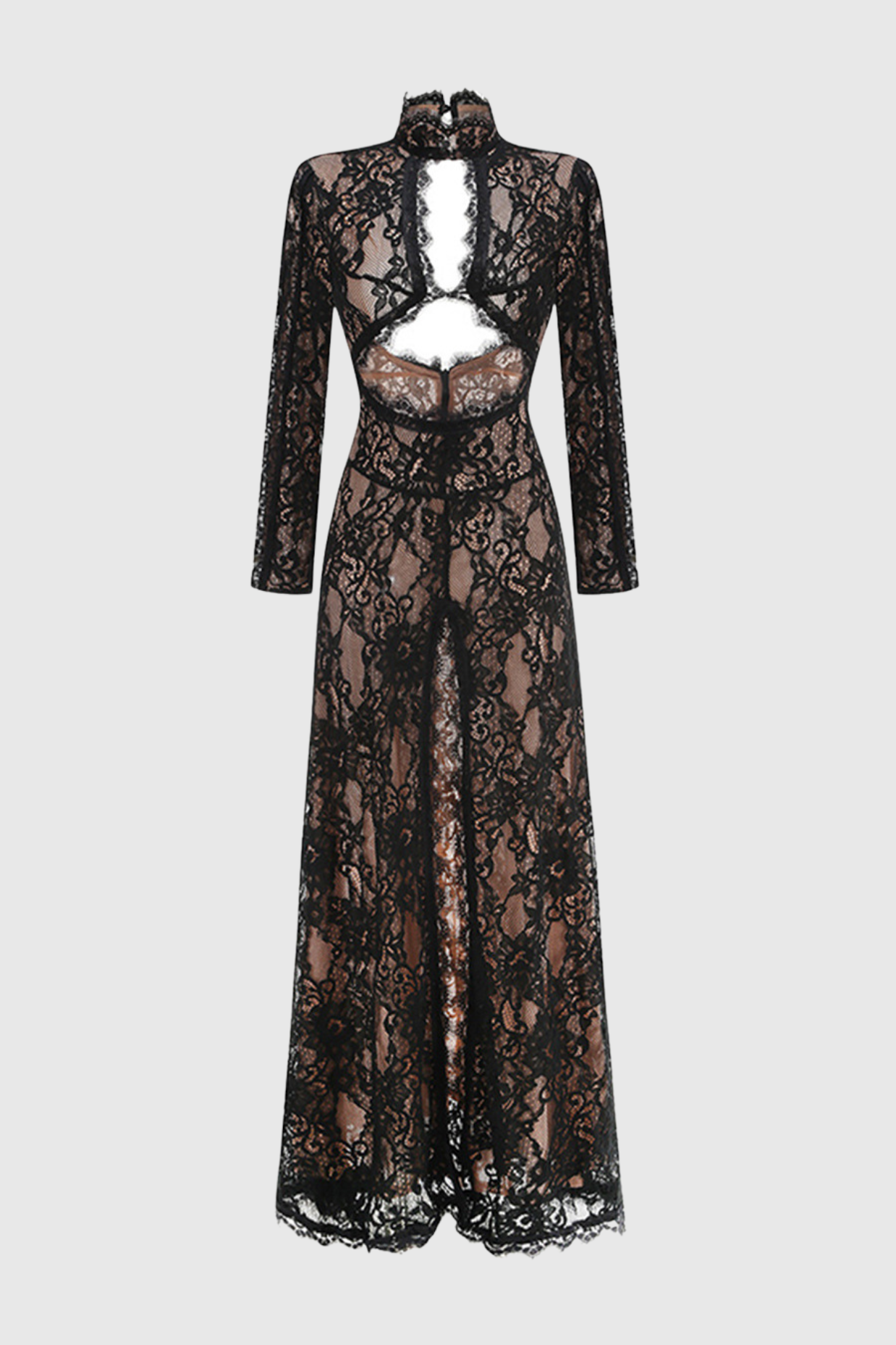 Lace Cutout Maxi Dress - Black
