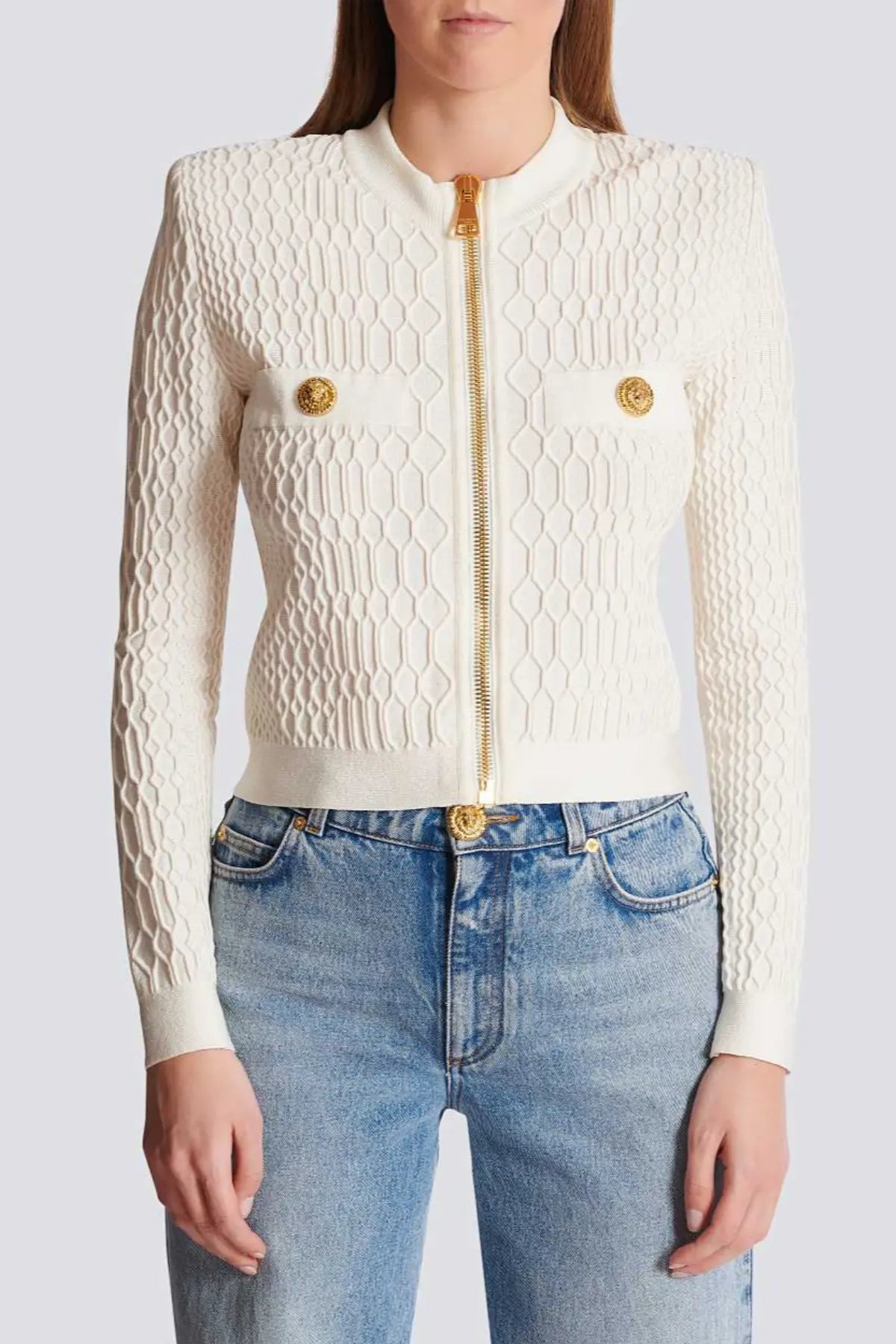 Kabin Crocodile Knit Top - White