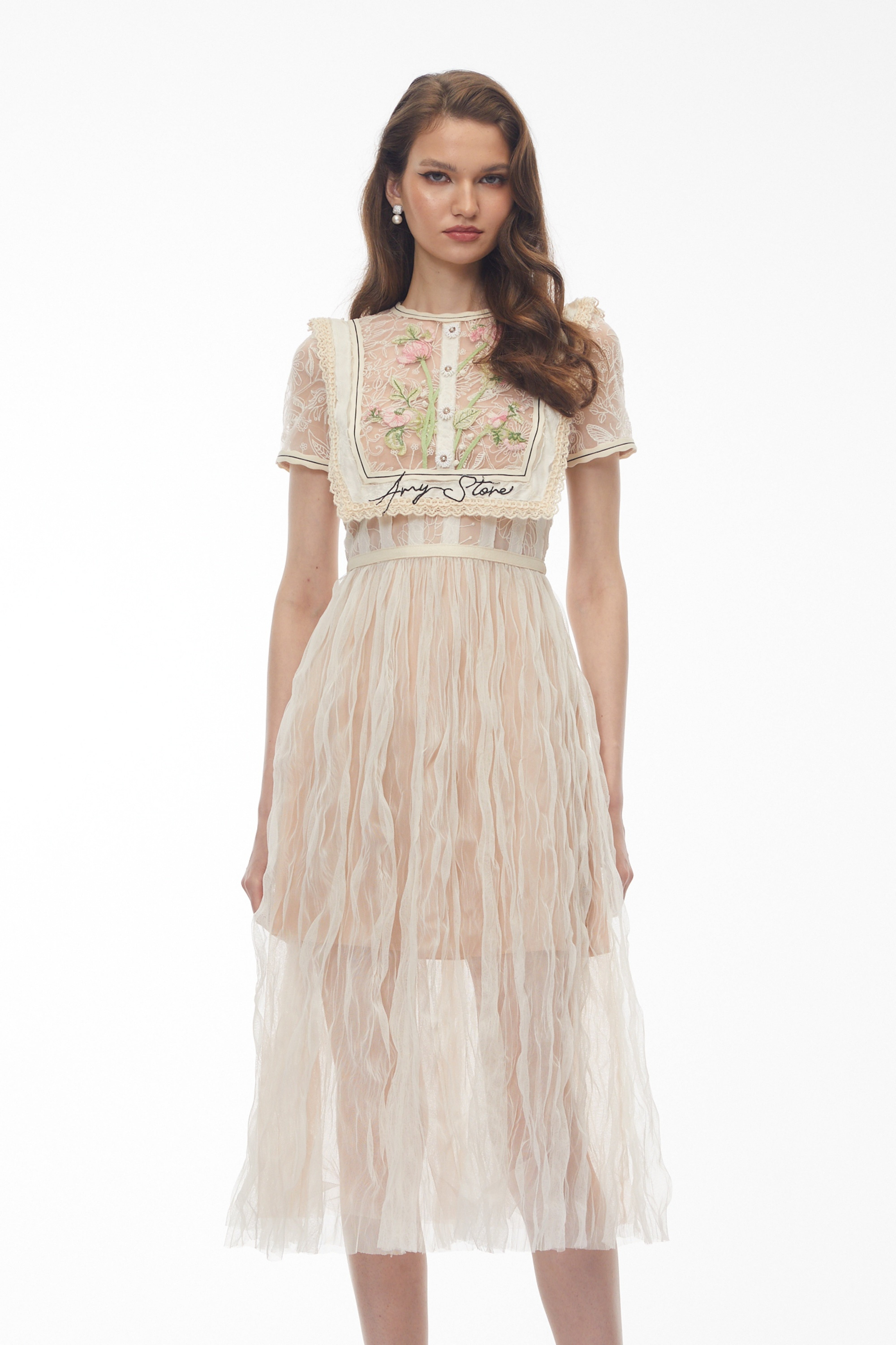 White Floral Embroidered Maxi Dress