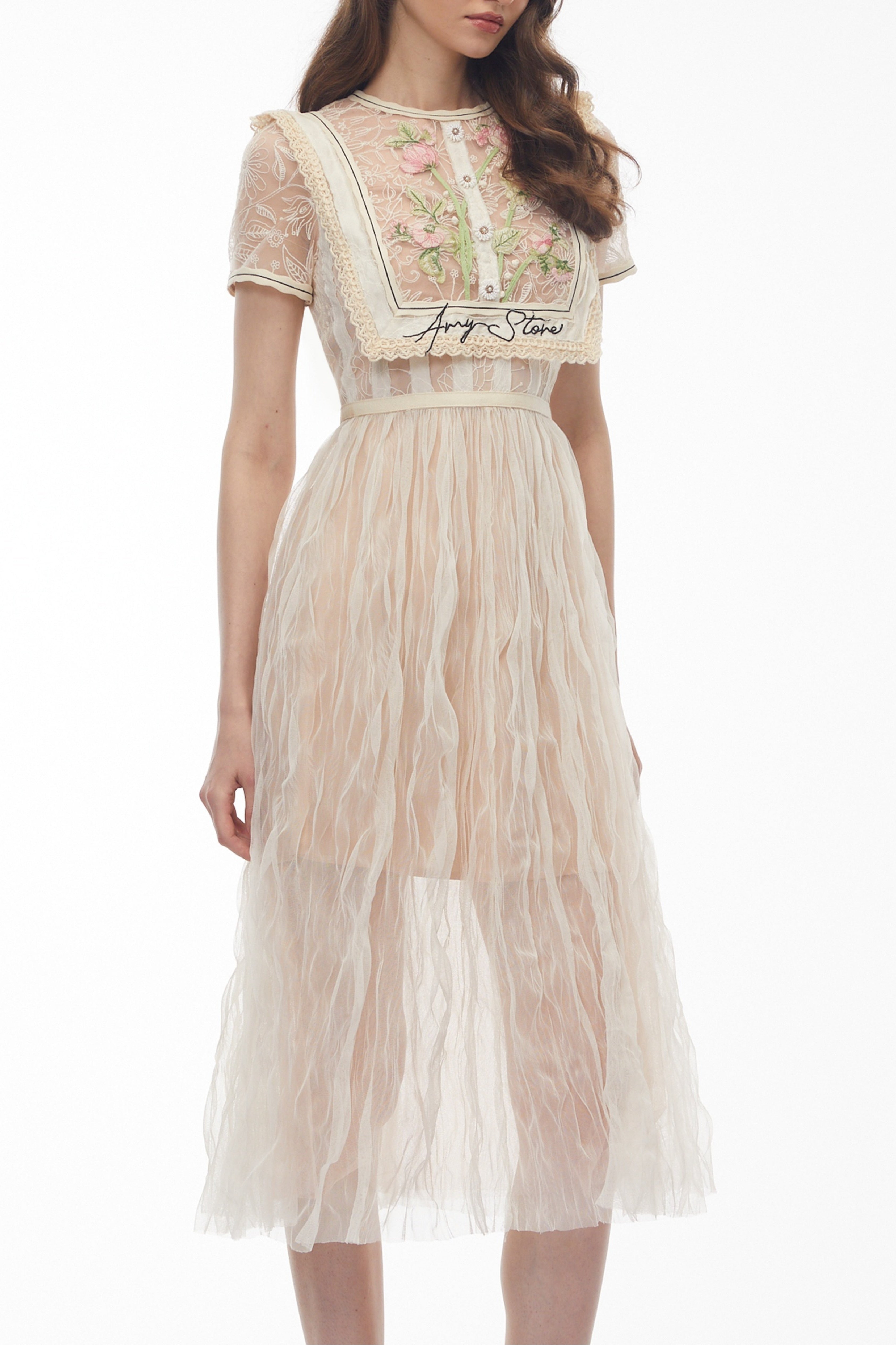 White Floral Embroidered Maxi Dress