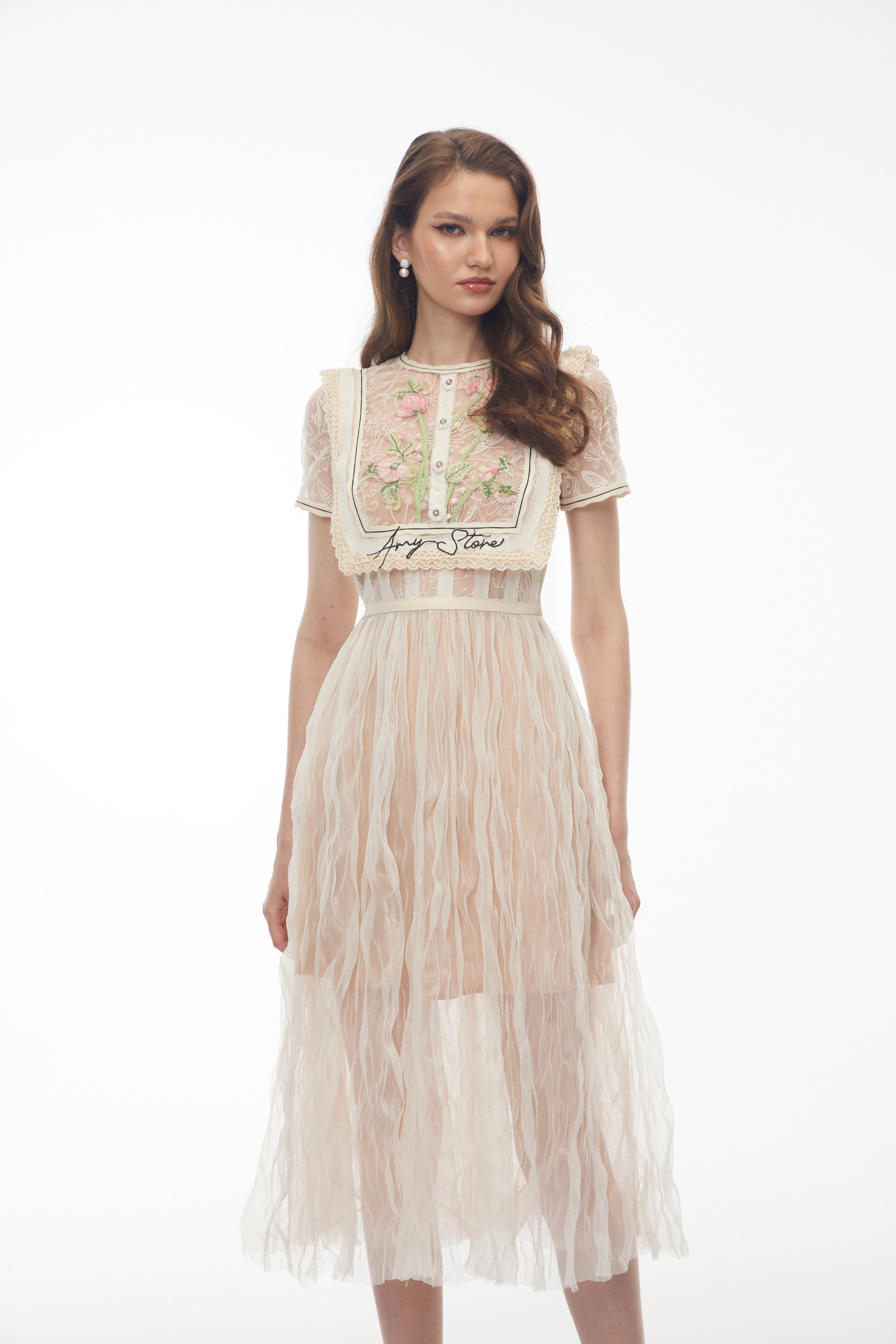 White Floral Embroidered Maxi Dress