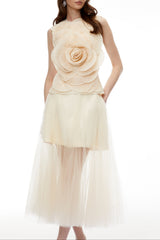 Karima Neutral 3D Top & Skirt Set
