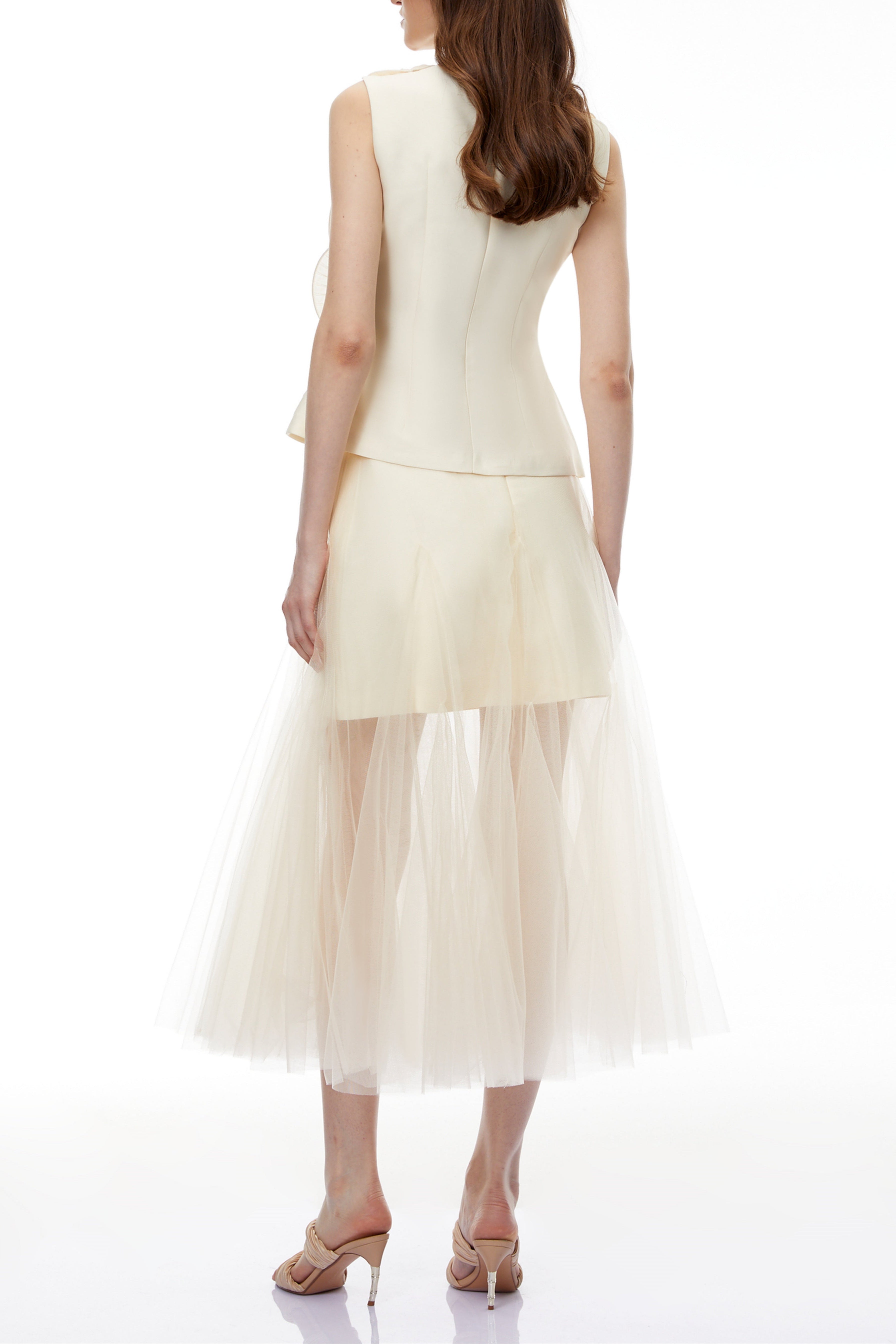 Karima Neutral 3D Top & Skirt Set