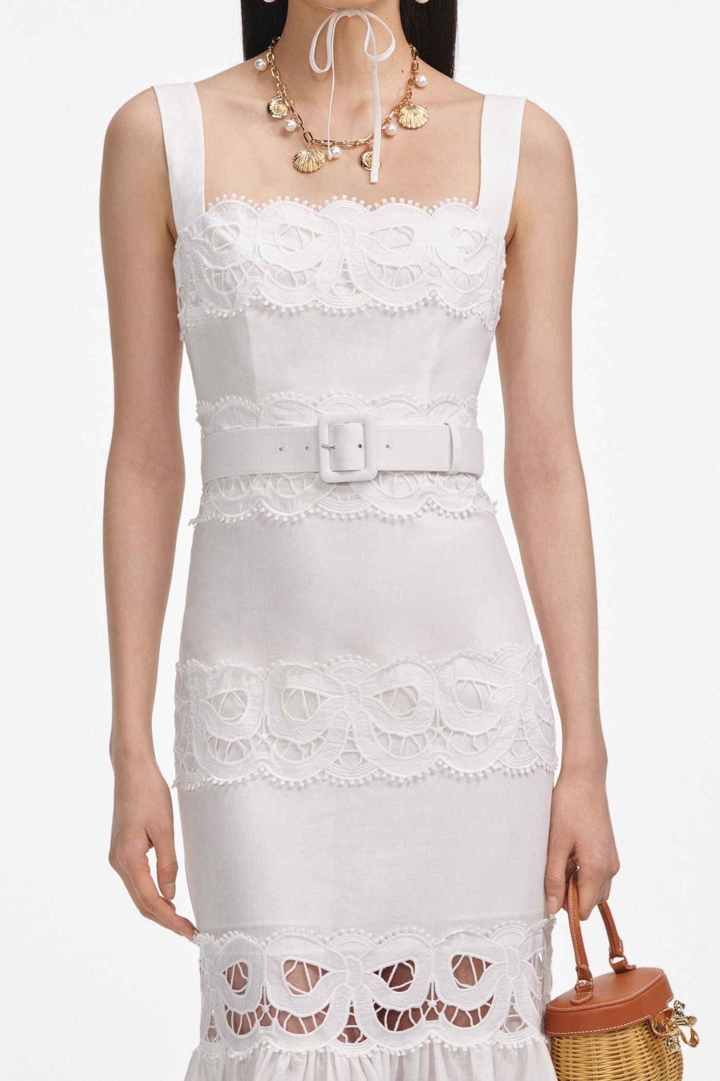 Lace Insert Midi Dress