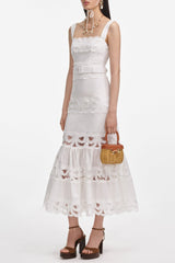 Lace Insert Midi Dress