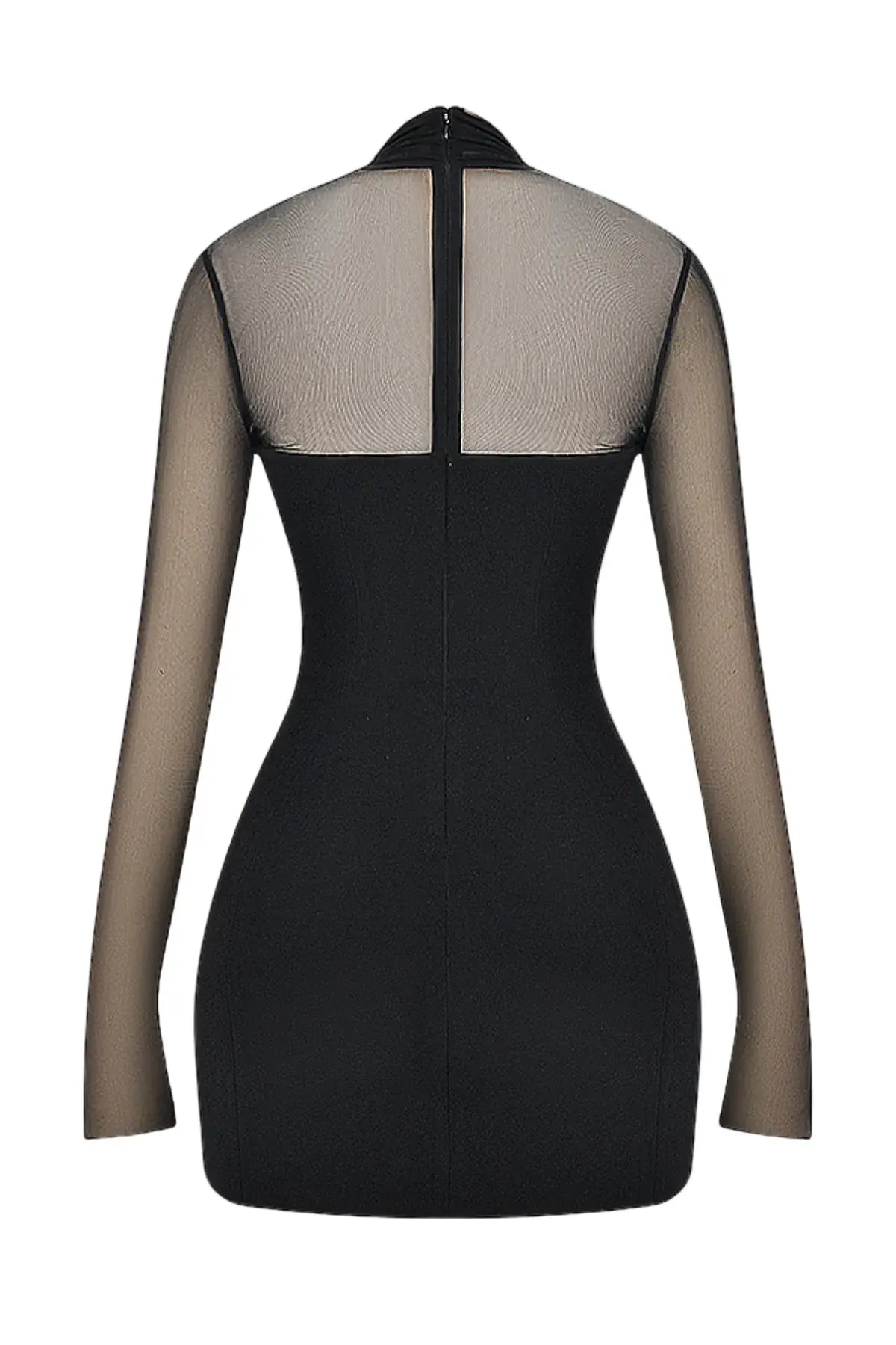 Halter Plunge Mesh Mini Dress