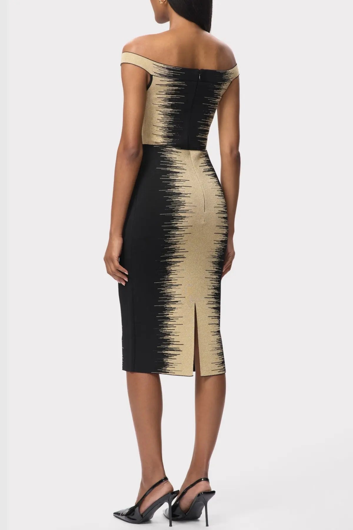 Off Shoulder Gradient Midi Bandage Dress